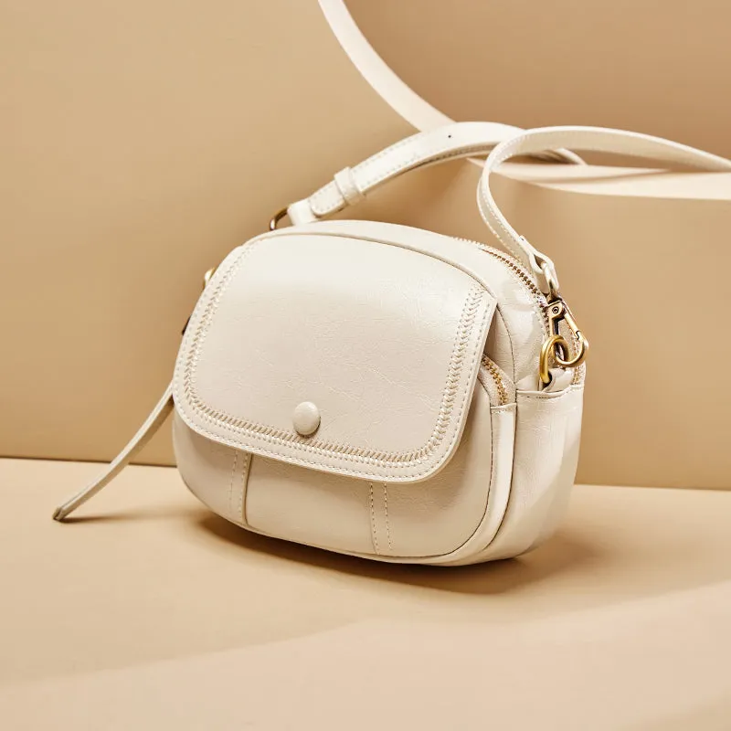 White Stitch Saddle Shoulder Bag