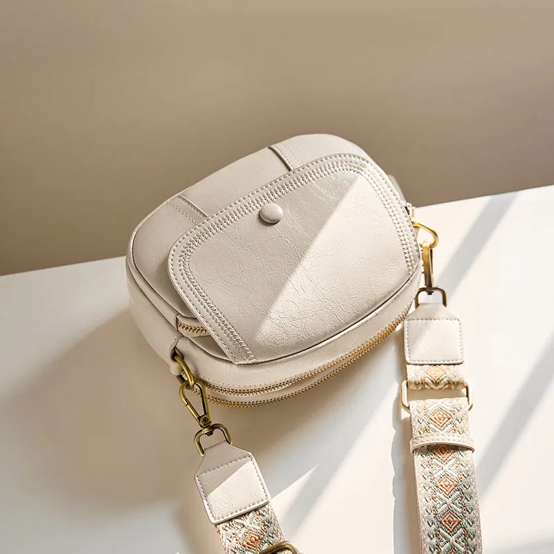 White Stitch Saddle Shoulder Bag