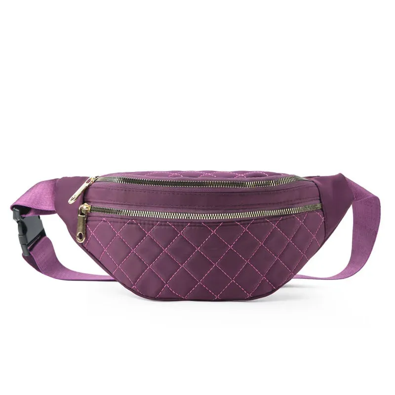 Women Plaid Waist Bag Female Oxford Waterproof Belt Bags Designer Crossbody Chest Bag  for Ladies