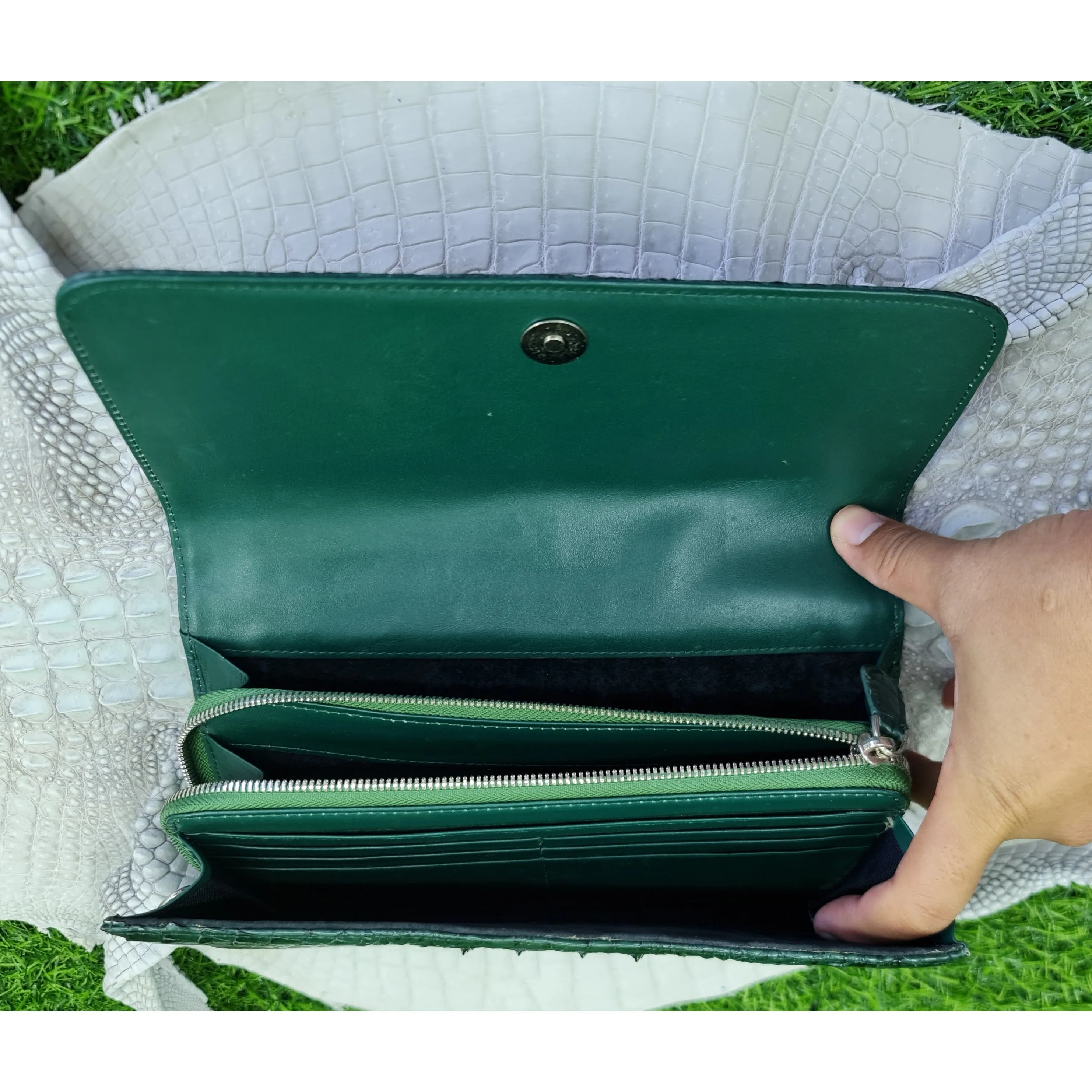 Womens Alligator Leather Handbag Handmade Luxury  Leather Bag - Work Bag Women - Green Leather Satchel Purse XACH-06