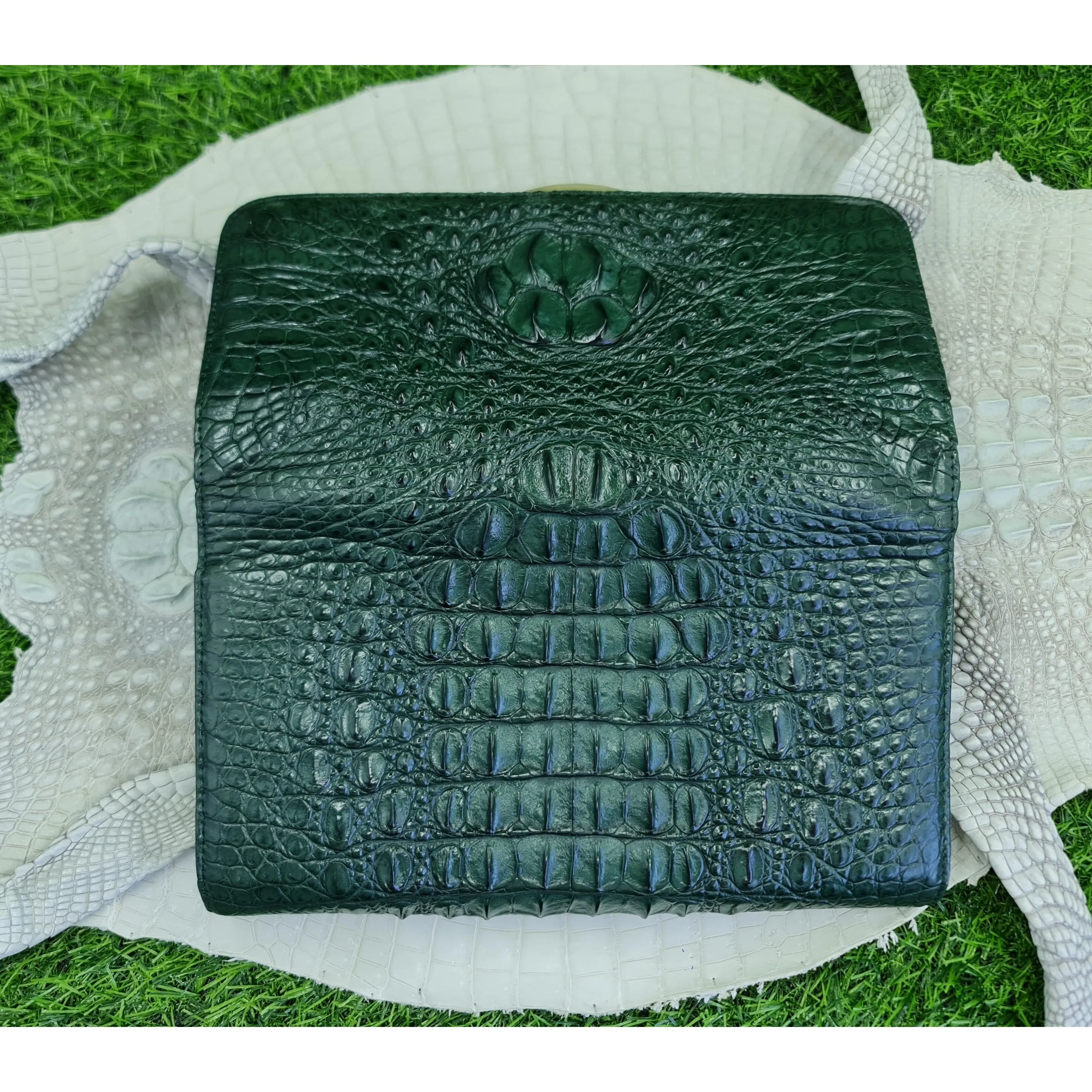 Womens Alligator Leather Handbag Handmade Luxury  Leather Bag - Work Bag Women - Green Leather Satchel Purse XACH-06