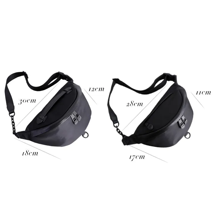 Womens Black Nylon Leather Fanny Pack Nylon Chest Bag Black Womens Hip Bag Waist Bag For Women