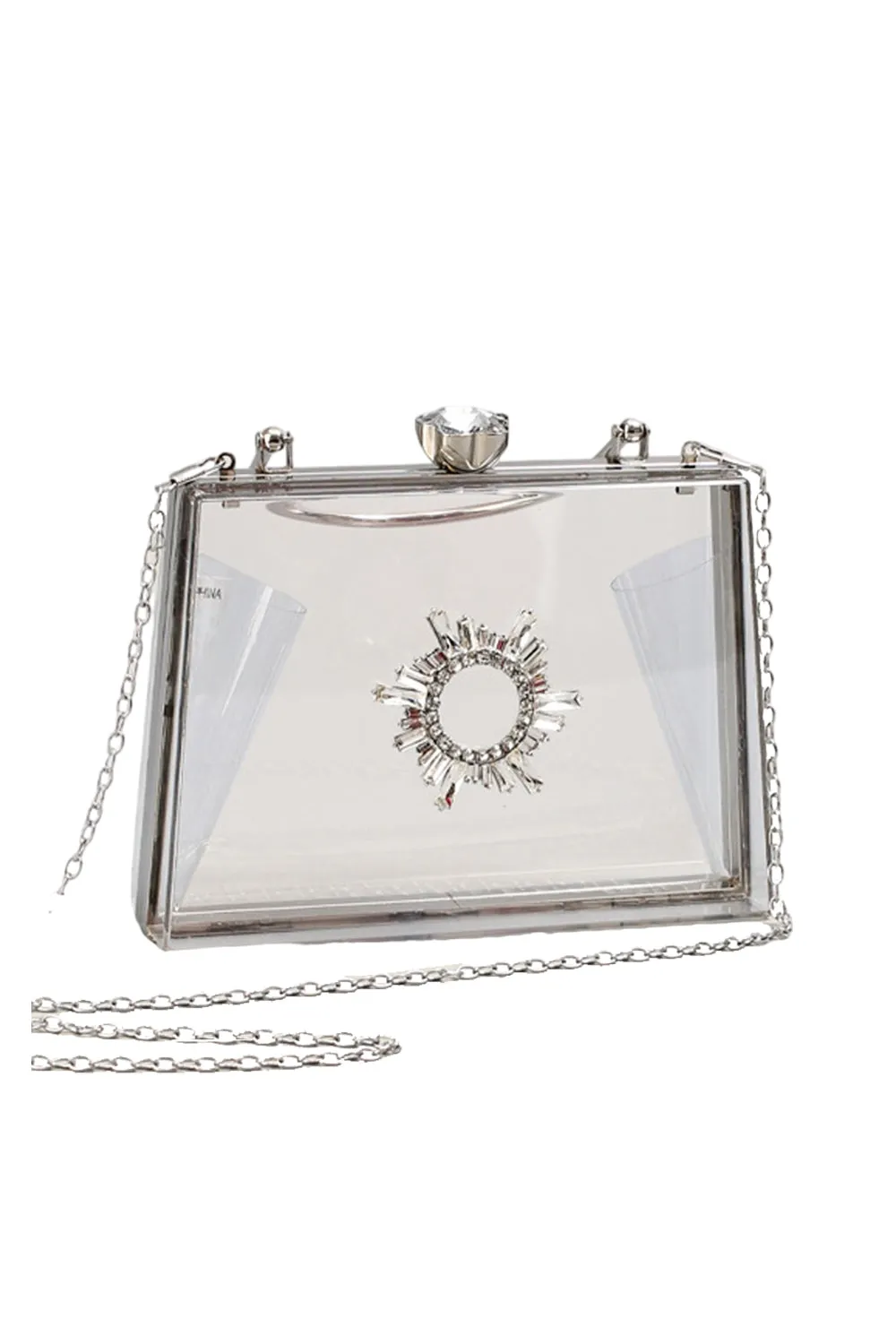 Women’s Clear PVC Rhinestones Crossbody Evening Clutch Bags