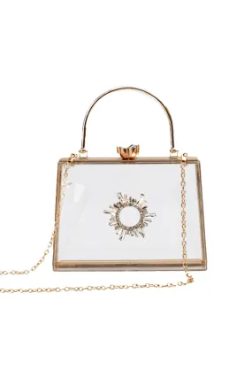 Women’s Clear PVC Rhinestones Crossbody Evening Clutch Bags