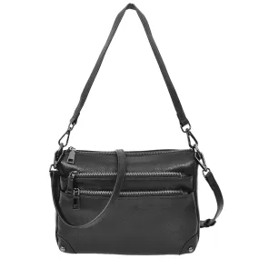 Womens Leather 2-in-1 Cross Body Shoulder Bag Olivia Black