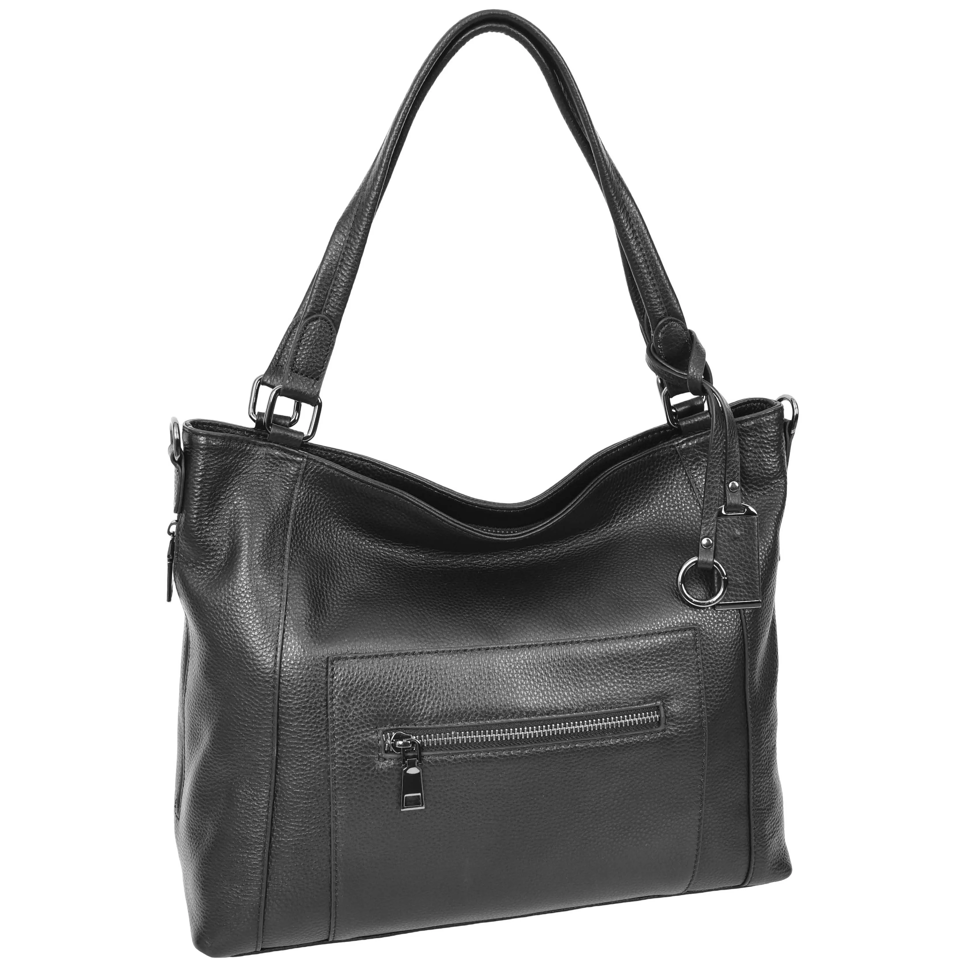 Womens Leather Tote Shoulder Handbag Evelyn Black