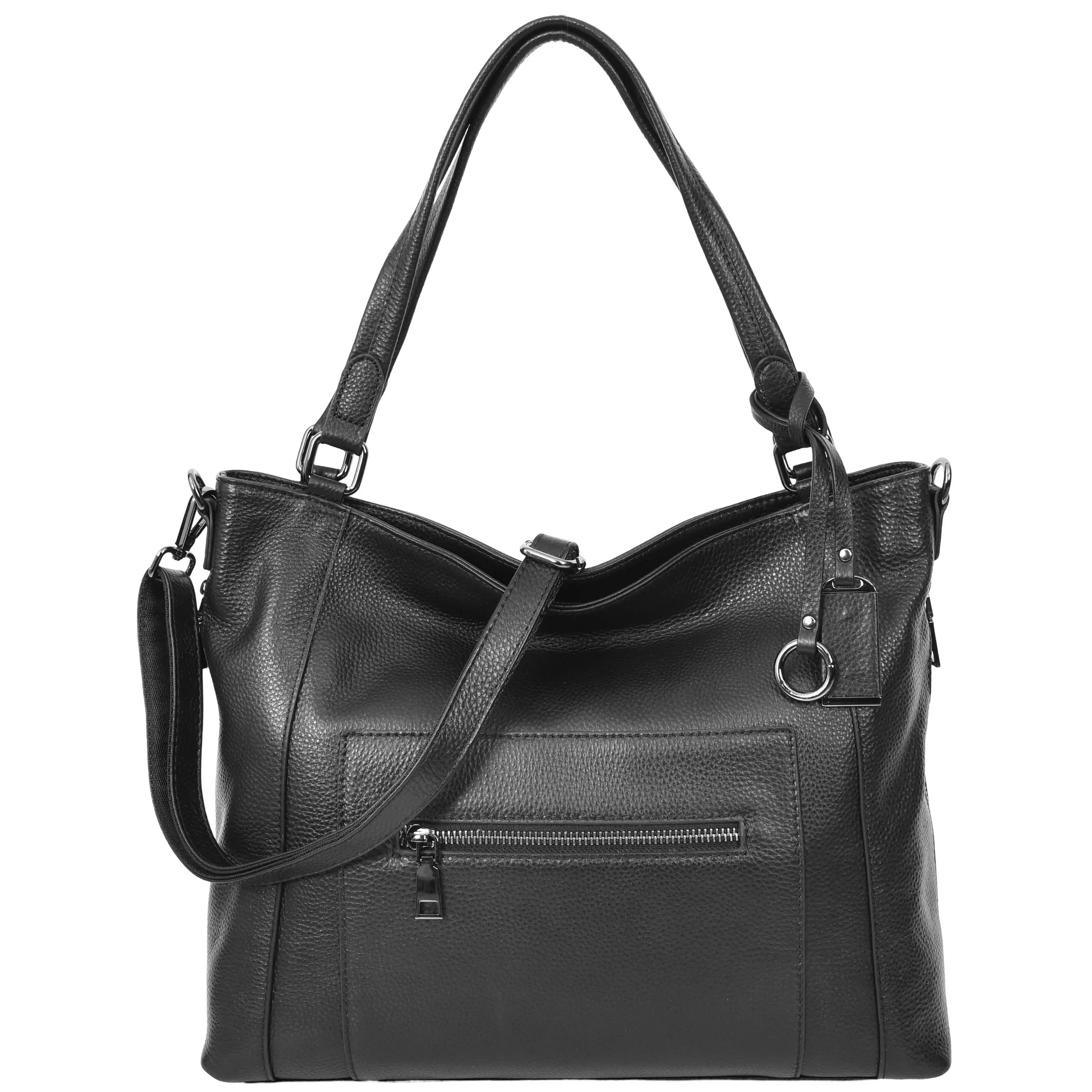 Womens Leather Tote Shoulder Handbag Evelyn Black