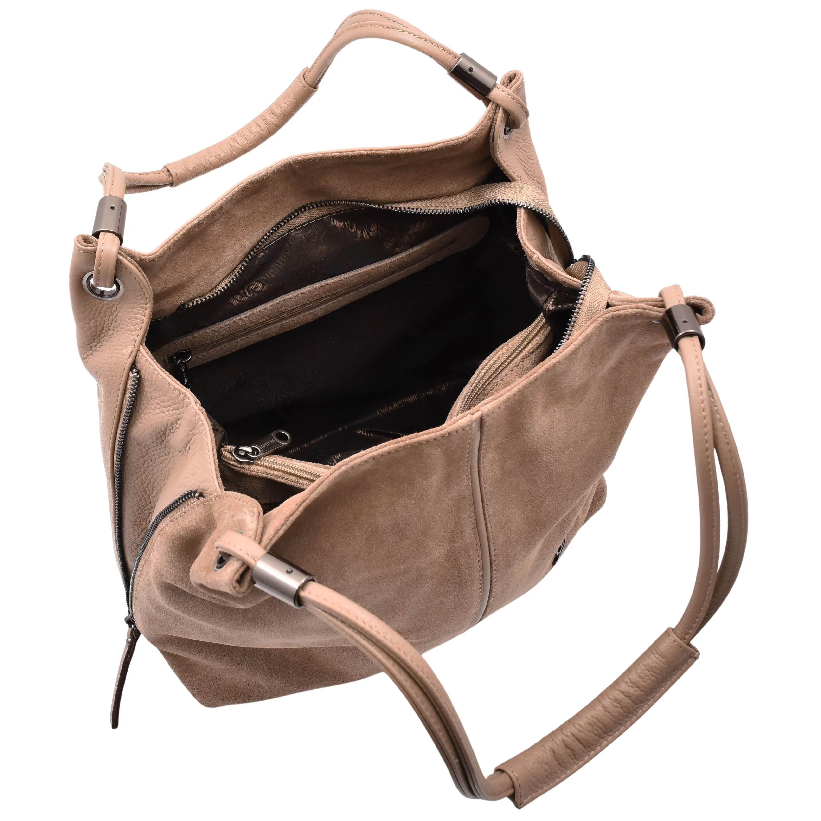 Womens Real Leather Suede Shoulder Hobo Bag Casual Outgoing Handbag A7153 Taupe