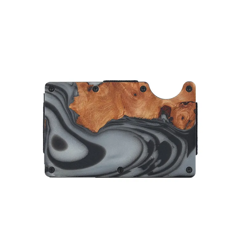 Wood and Resin Smart Wallet (Silver and Black)