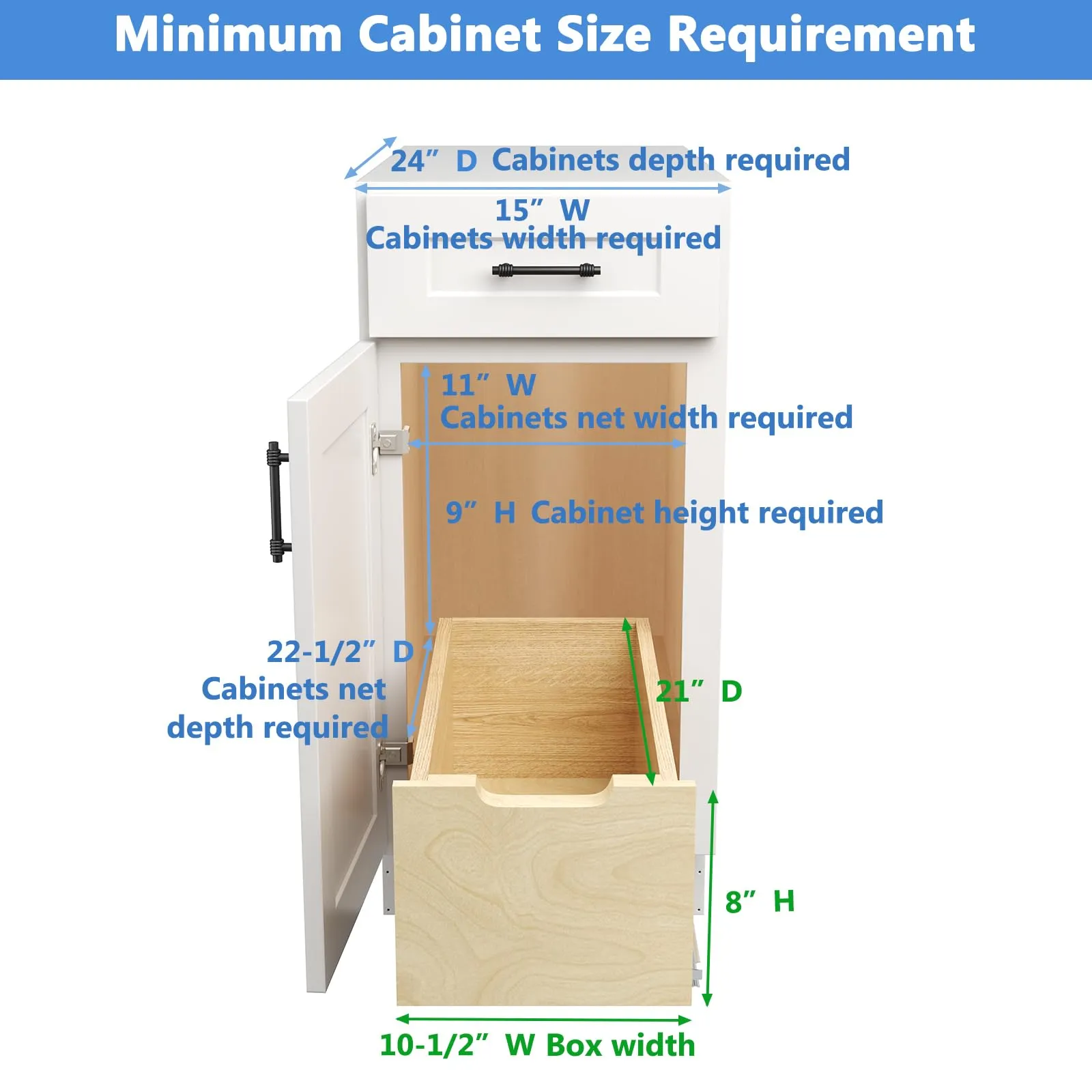 Wooden Rectangular High Pull Out Cabinet Organizer