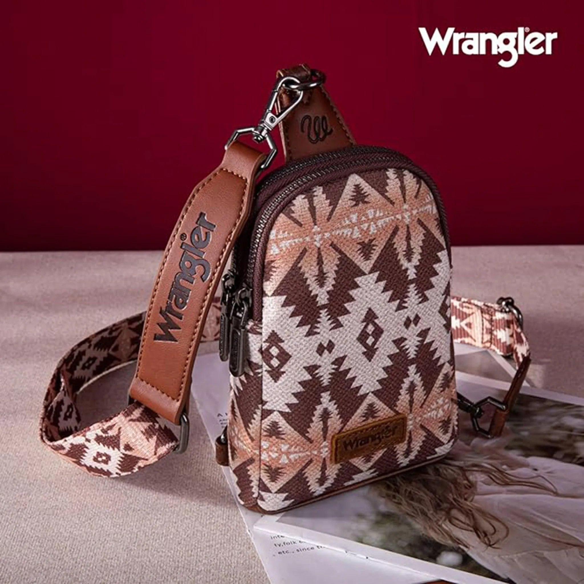 Wrangler Coffee Color Aztec Crossbody