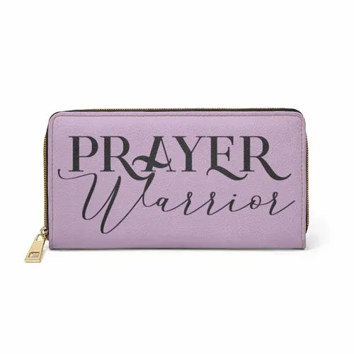 Wristlet Phone Wallet, Light Purple and Black Prayer Warrior Graphic Purse