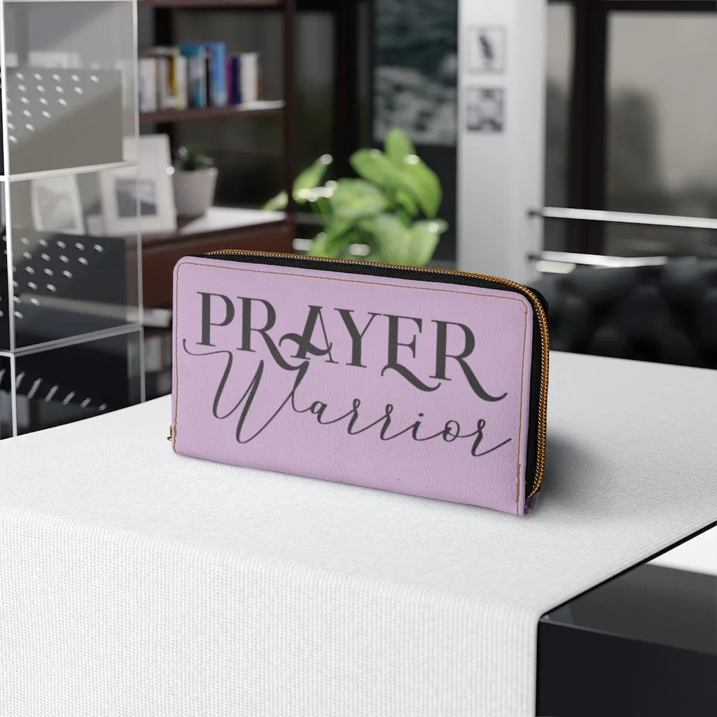 Wristlet Phone Wallet, Light Purple and Black Prayer Warrior Graphic Purse