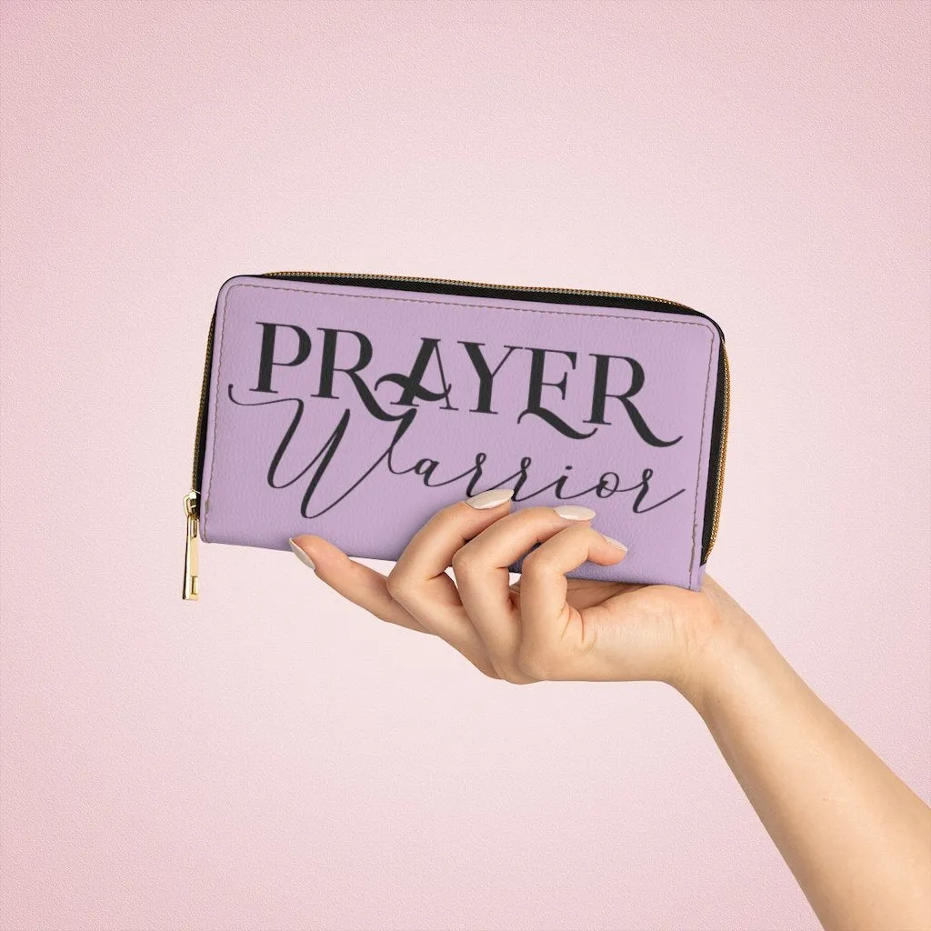 Wristlet Phone Wallet, Light Purple and Black Prayer Warrior Graphic Purse