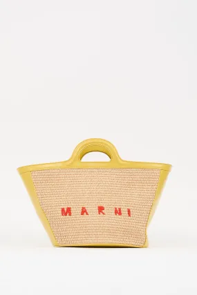 Yellow & Beige Tropicalia Logo Tote Bag